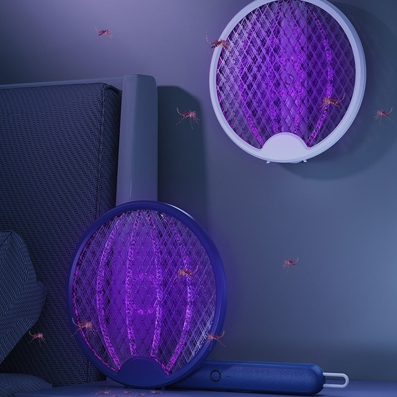 Raquete Elétrica Dobrável 4 em 1 Mata-Mosquitos USB Recarregável Lâmpada Mosquito Com Luz UV Moscas