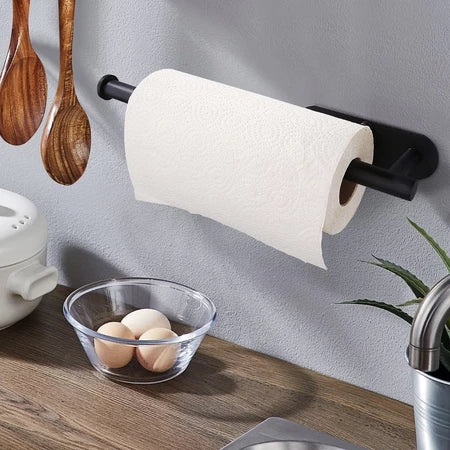 Suporte de Papel Toalha Adesivo Inox Black Premium – Sem Furos