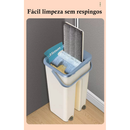 Mop Flat Balde 6 litros Com 2 Refis Com Cabo Extensivel Inox，Lavagem e remoção de poeira