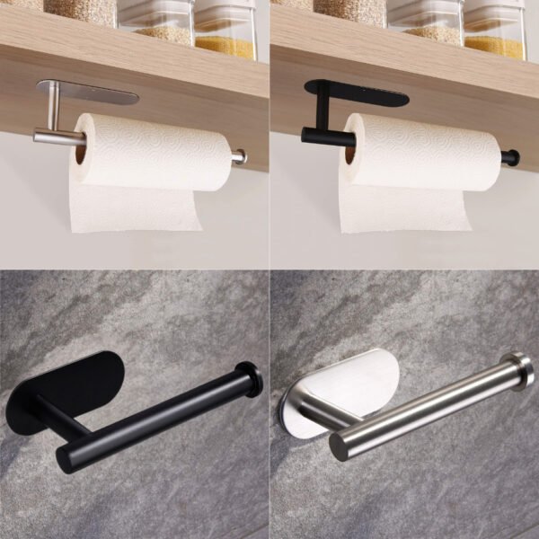 Porta Papel Higiênico/Toalhas de Papel Autoadesivo Duro Aço Inoxidável para Banheiro Cozinha