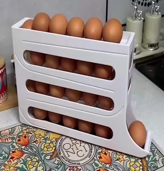 1/2 Peça Porta Ovos Deslizante Organizador Para Geladeira De 4 Camadas Automática Rolantes