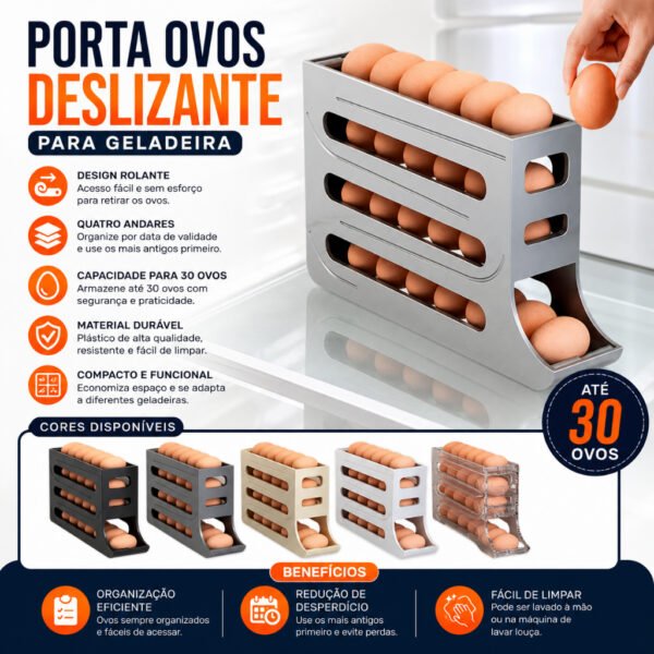 1/2 Peça Porta Ovos Deslizante Organizador Para Geladeira De 4 Camadas Automática Rolantes