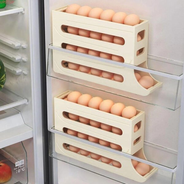 1/2 Peça Porta Ovos Deslizante Organizador Para Geladeira De 4 Camadas Automática Rolantes