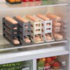 1/2 Peça Porta Ovos Deslizante Organizador Para Geladeira De 4 Camadas Automática Rolantes