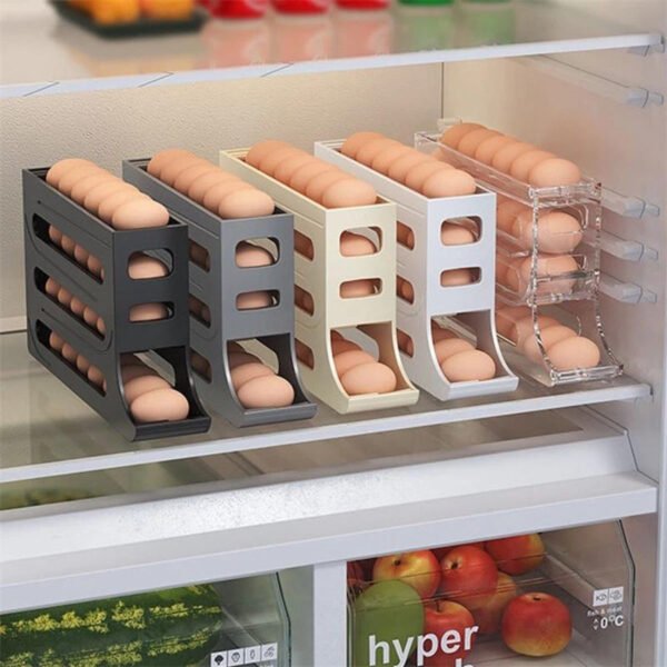 1/2 Peça Porta Ovos Deslizante Organizador Para Geladeira De 4 Camadas Automática Rolantes