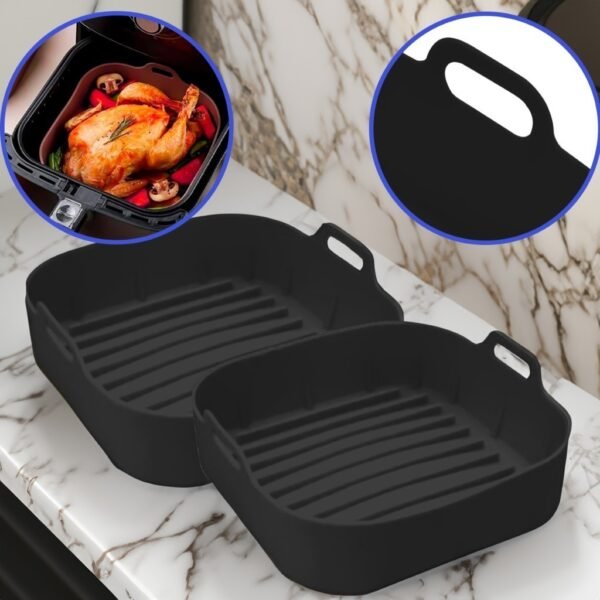 Kit com 3 Formas de Silicone Antiaderente para Air Fryer 18 cm - Reutilizáveis e Resistentes a Altas Temperaturas