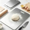 High quality stainless steel cutting board with two sides - reinforced, stain resistant, suitable for kitchen and restaurant use, easy to clean with water