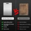 High quality stainless steel cutting board with two sides - reinforced, stain resistant, suitable for kitchen and restaurant use, easy to clean with water