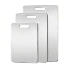 High quality stainless steel cutting board with two sides - reinforced, stain resistant, suitable for kitchen and restaurant use, easy to clean with water
