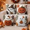 4 capas de almofada de Halloween, 45*45 cm, padrão de abóbora e fantasma, decoração Happy Halloween, decoração para festa de Halloween, decoração Trick Or Treat, decoração de casa de Halloween, sala de estar, quarto, presente de Halloween