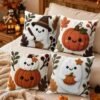 4 capas de almofada de Halloween, 45*45 cm, padrão de abóbora e fantasma, decoração Happy Halloween, decoração para festa de Halloween, decoração Trick Or Treat, decoração de casa de Halloween, sala de estar, quarto, presente de Halloween